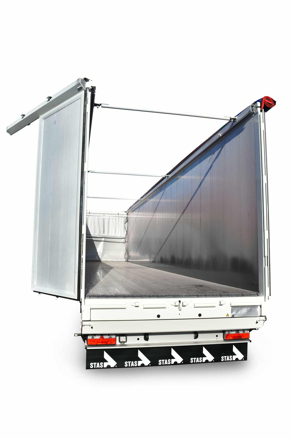 Turnable upper beam with ground operation for moving floor trailers
