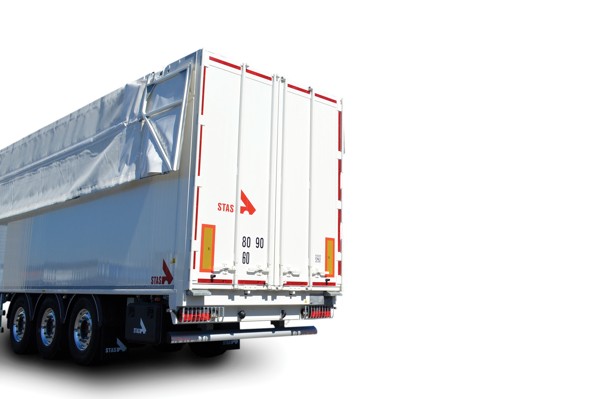 double winged hydraulic roof system with double-acting hydraulic rear door
