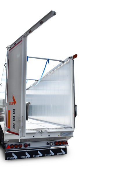 Turnable upper beam with ground operation for walking floor trailers